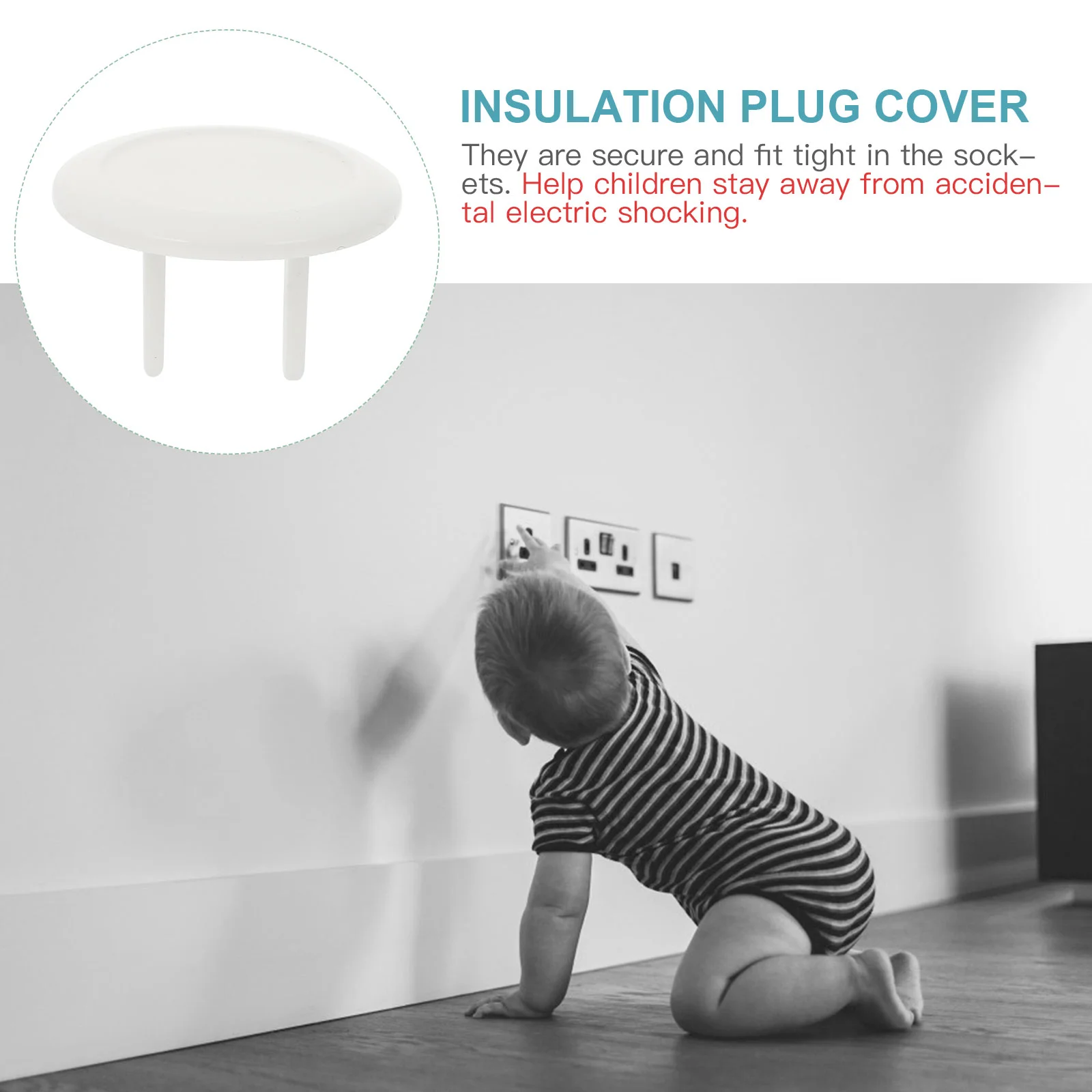 전원 콘센트 커버 플러그 커버, 전기 충격 방지, 어린이 소켓 보호, 흰색 , 50 개