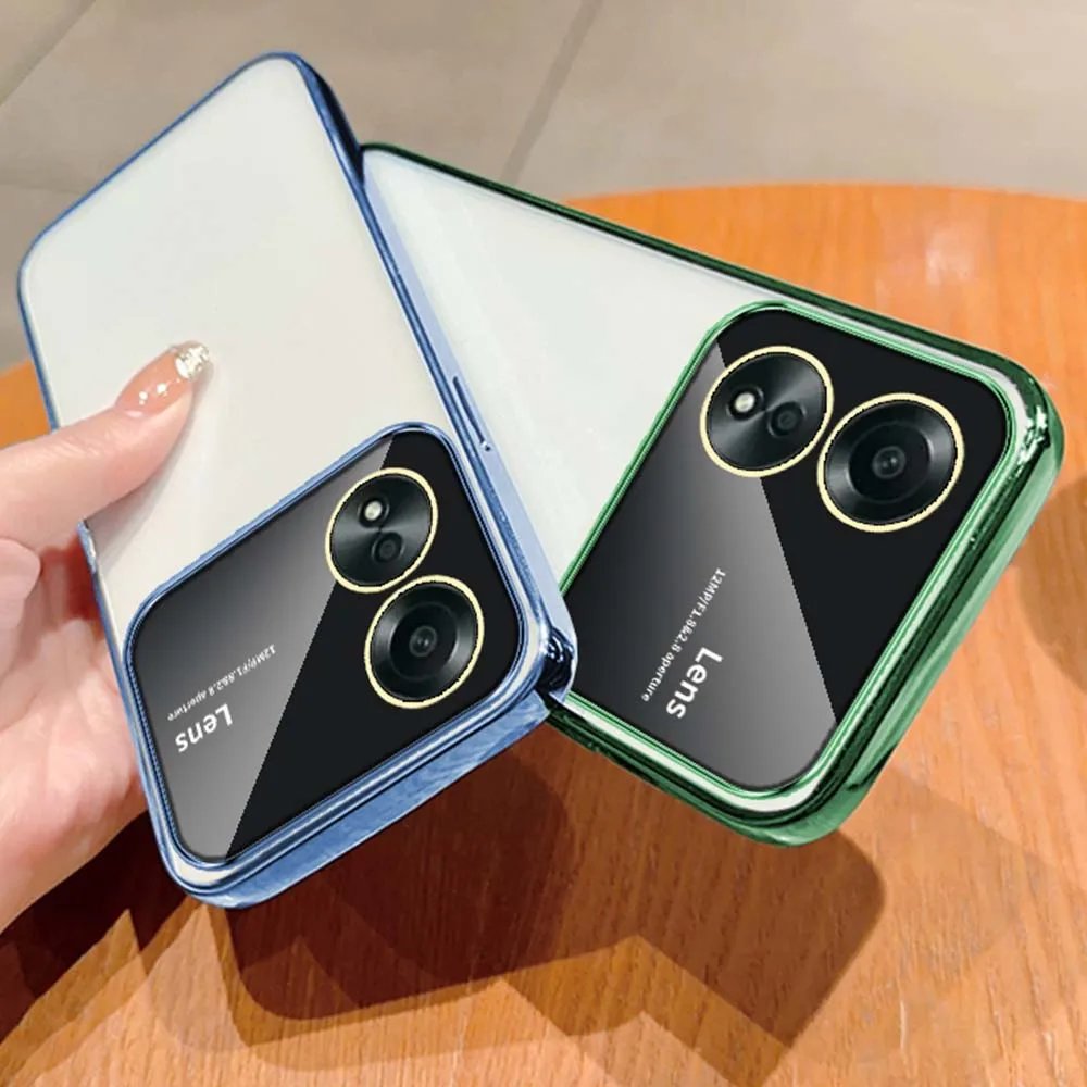 Per Oppo A58 4G Custodia 6D Placcatura Luxury Clear Large Window Lens Film Cute Cover Morbida In Silicone Antiurto Muslimcph2577