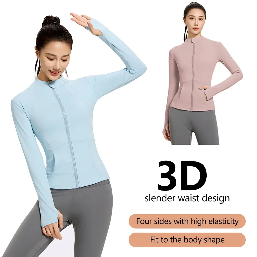 Quick-Dry Breathable Outdoor Zip-Up Stand Collar Running Sportswear Women's High-Elasticity Slim-Fit Yoga Suit