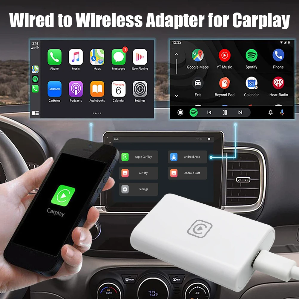 

Wireless Carplay Dongle Wired to Wireless Carplay Adapter Kits Android Auto 4 In 1 USB CarPlay Dongle Adapters Car Electronics