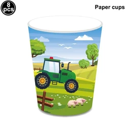Farm Tractor Party Decor Set - Tableware, Napkins, Tablecloth, Banner, Balloons & Cake Topper (MINT GREEN)