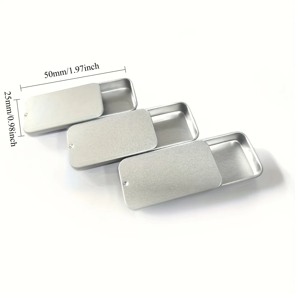 3Pcs 50*25*10mm 미니 철 상자 슬라이드 커버 보관 상자 웨딩 쥬얼리 알약..