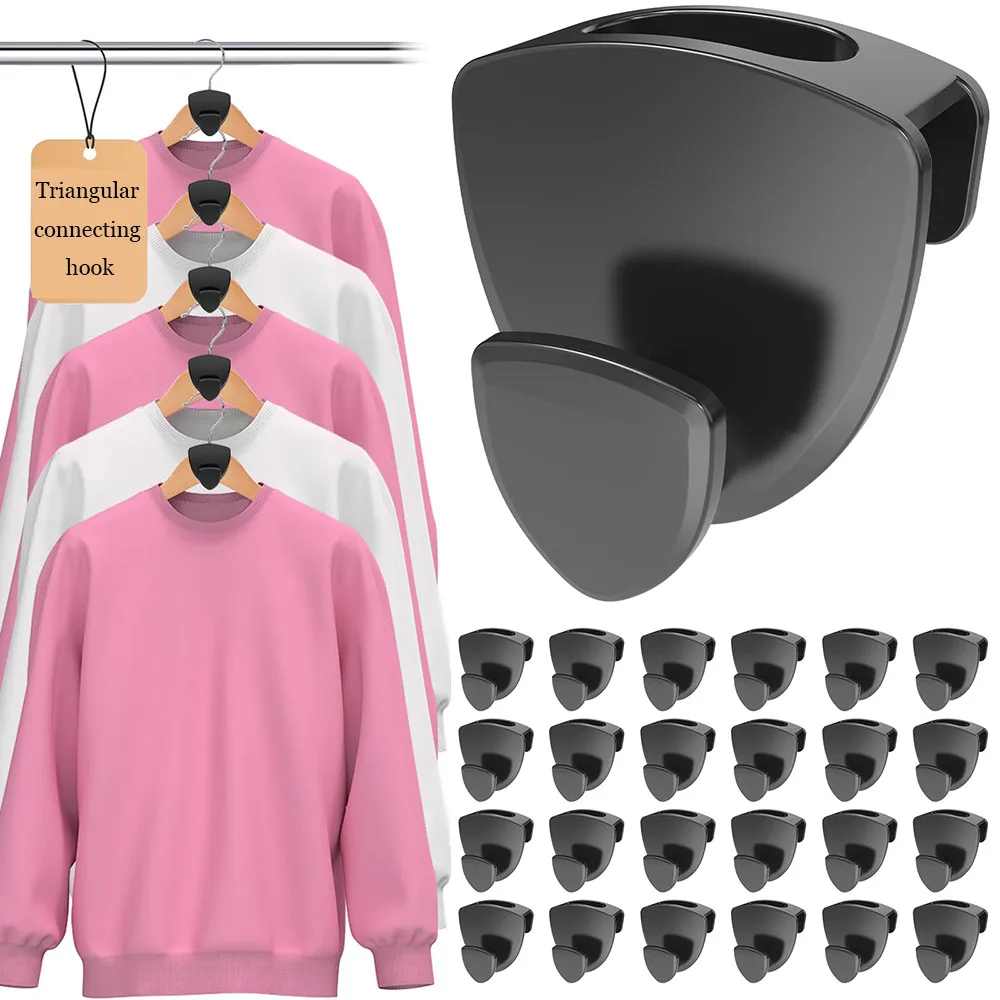 40lbs (Max) Heavy Duty Triangle Hanger Hooks Space Saving Hanger Connector Hook Plastic Closet Organizer