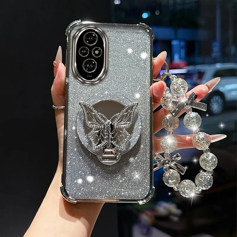 Elegant Butterfly Bracket and Lanyard Phone Case