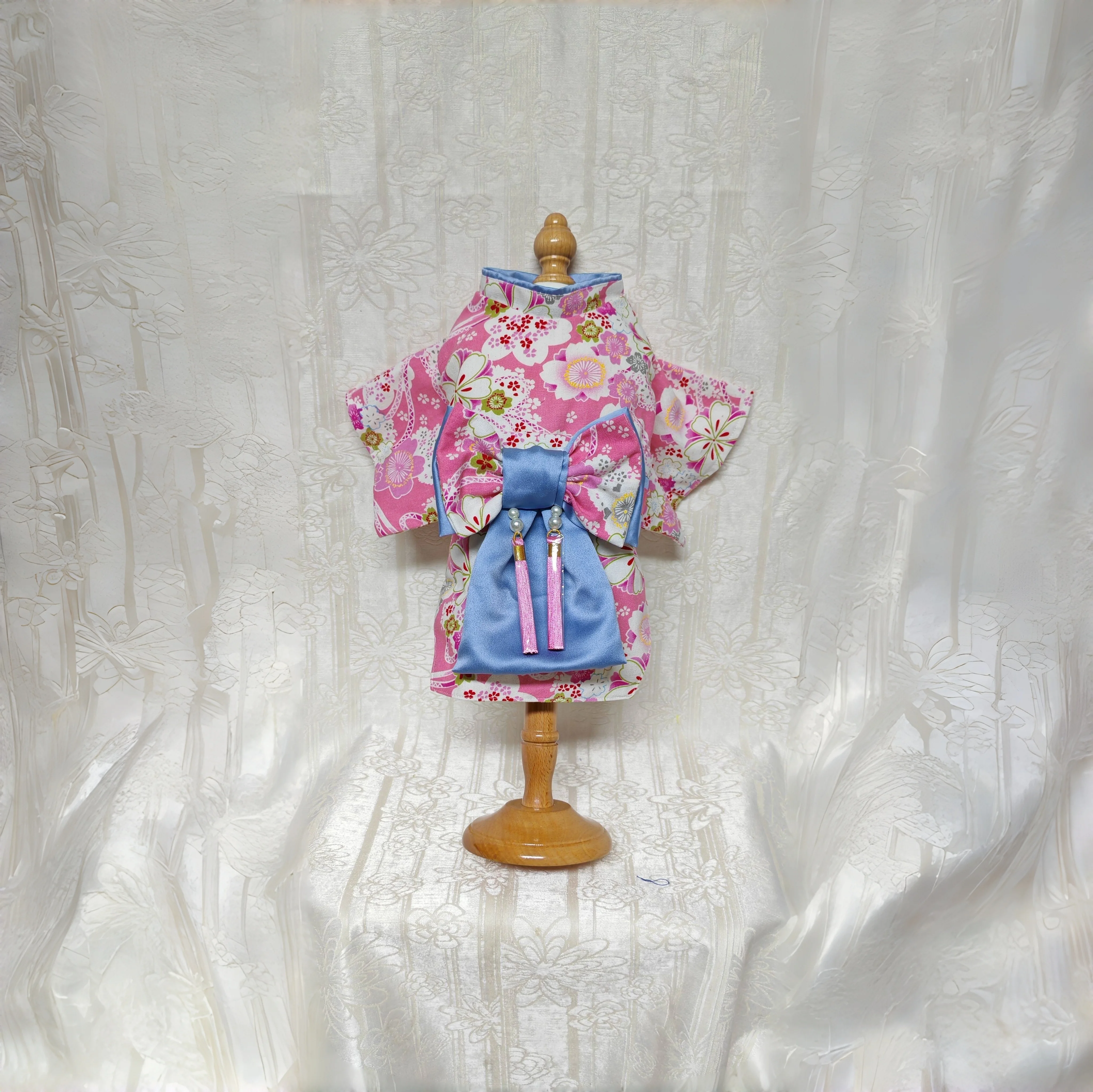 일본식 기모노 애완견 의류 고급 자수 수제 파티복 코트 소형 중형견 푸들 웨딩 의상