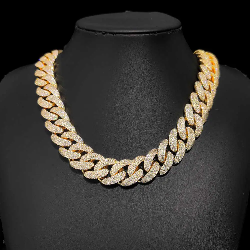 20MM Bling Diamond Cuban Chain Necklace 18K Gold & Silver Plated Cuban Link Chain For Women Hip Hop Fashion Jewelry