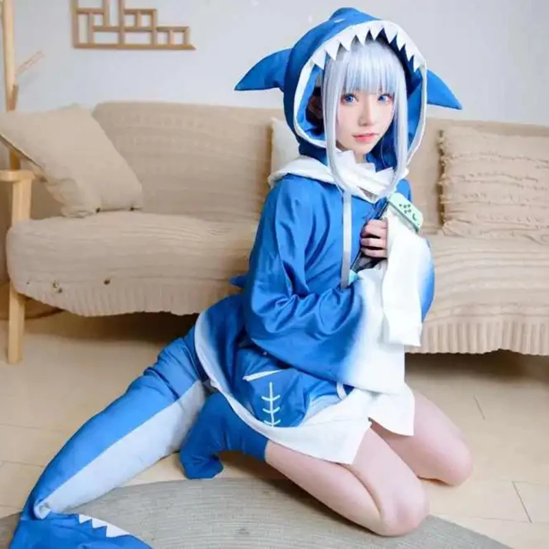 KostumCosplayGawrGuraKostumEkorCosplayAnimeSharkuntukWanita