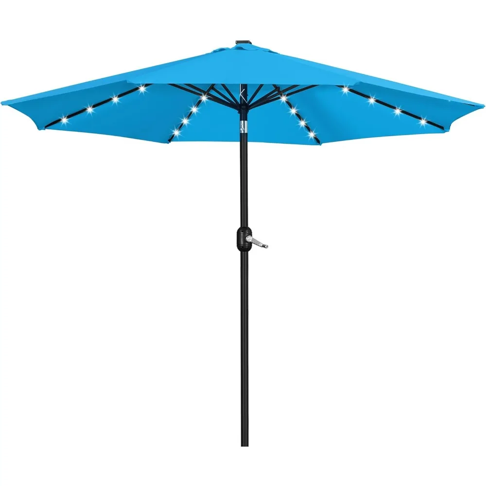 11FT Solar Powered Umbrella Outdoor Patio Umbrella with 32 LED Lights and 8 Ribs - UV Protection Table Sunshade for Pool 2