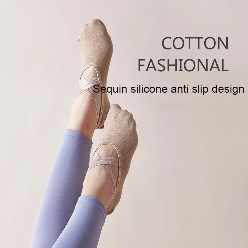

2023 Summer Women Bandage Pilates Socks Silicone Anti-Slip Quick-Dry Yoga Socks Ladies Ballet Dance Cotton Sport Fitness Sock