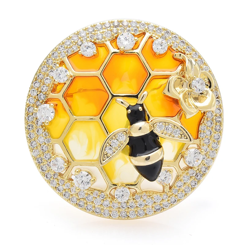 

Wuli&baby Pretty Honeycomb Bee Brooches For Women Unisex High Quality Luxury Insects Office Party Brooch Pins Gifts