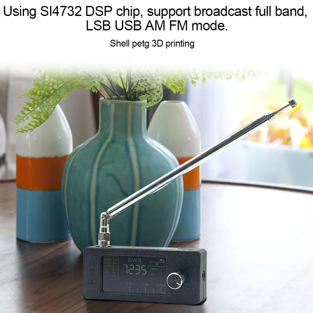 SI4732 0.5-108mhz Pocket Mini Radio LSB USB AM FM FM/AM Radio 1.9inch IPS Screen HF SW MW VHF Radio with Telescopic Antenna