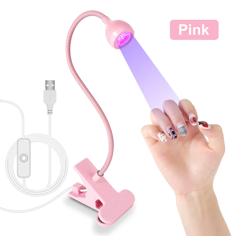 휴대용 USB 네일 램프 UV 라이트 건조기 매니큐어 살롱용 네일 LED UV 램프 젤 네일 폴리쉬 건조용 클립형 유연한 데스크 미니 램프