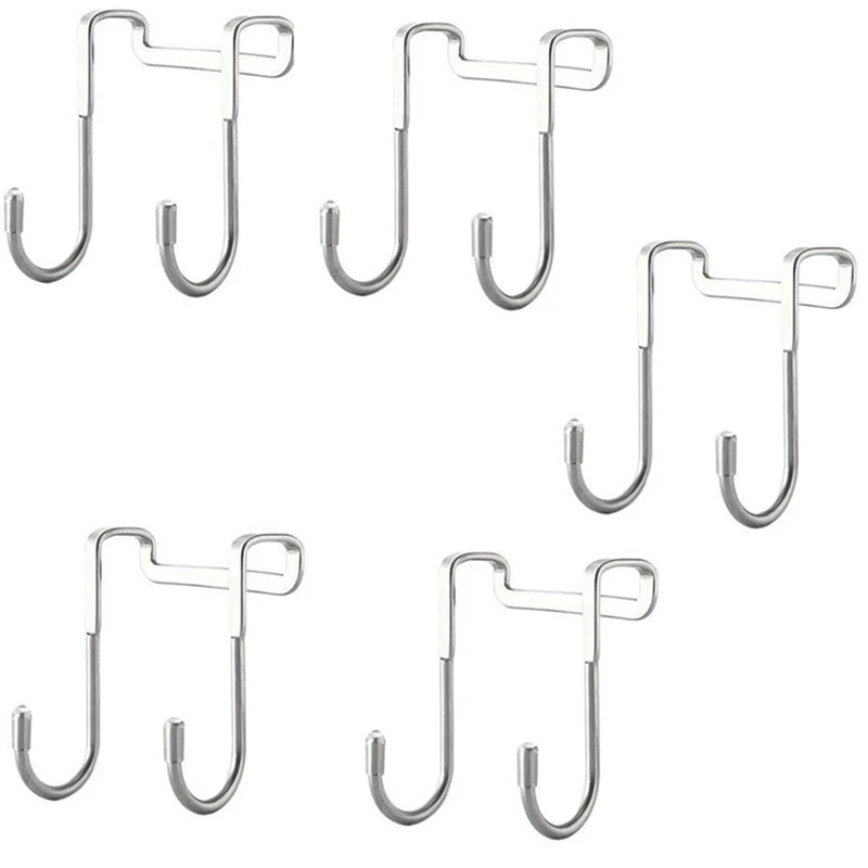 

Stainless Steel Hook Double S-Type Hook Door Hook Back Hook Multi-Functional Wall Hook Door Back Hook 5 Pieces