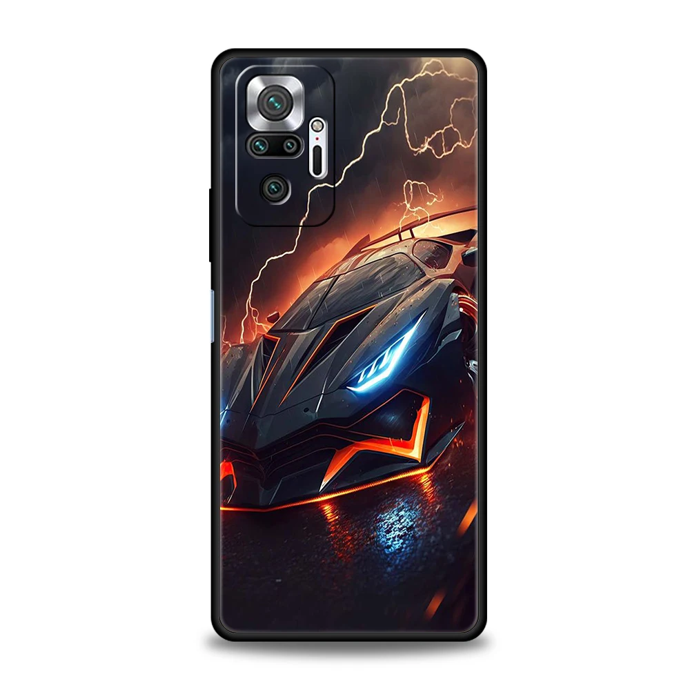 Sleek Black Sports Car Phone Case - Durable Soft Shell Cover