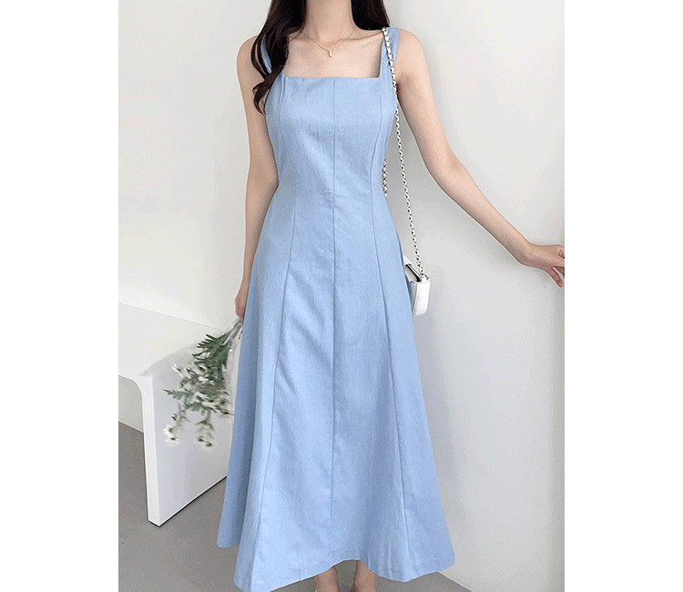 Retro Style High Waist A-Line Dress Women's Sleeveless Square Collar Denim  Vest Dress Slimming Long Dress Commute Suitable - AliExpress 200000345