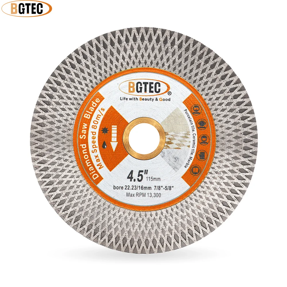 BGTEC Dia125mm Diamond Saw Blade Double-sided X Mesh 1pc 5inch Tile Ceramic Marble Stone Granite Quartz Cutting Grinding Disc