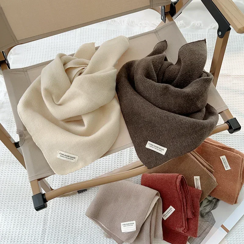Baby Bibs Triangular Scarf Korean Versatile Soft Solid Color New Scarf Boys Girls Kids Windproof Headscarf Autumn and Winter