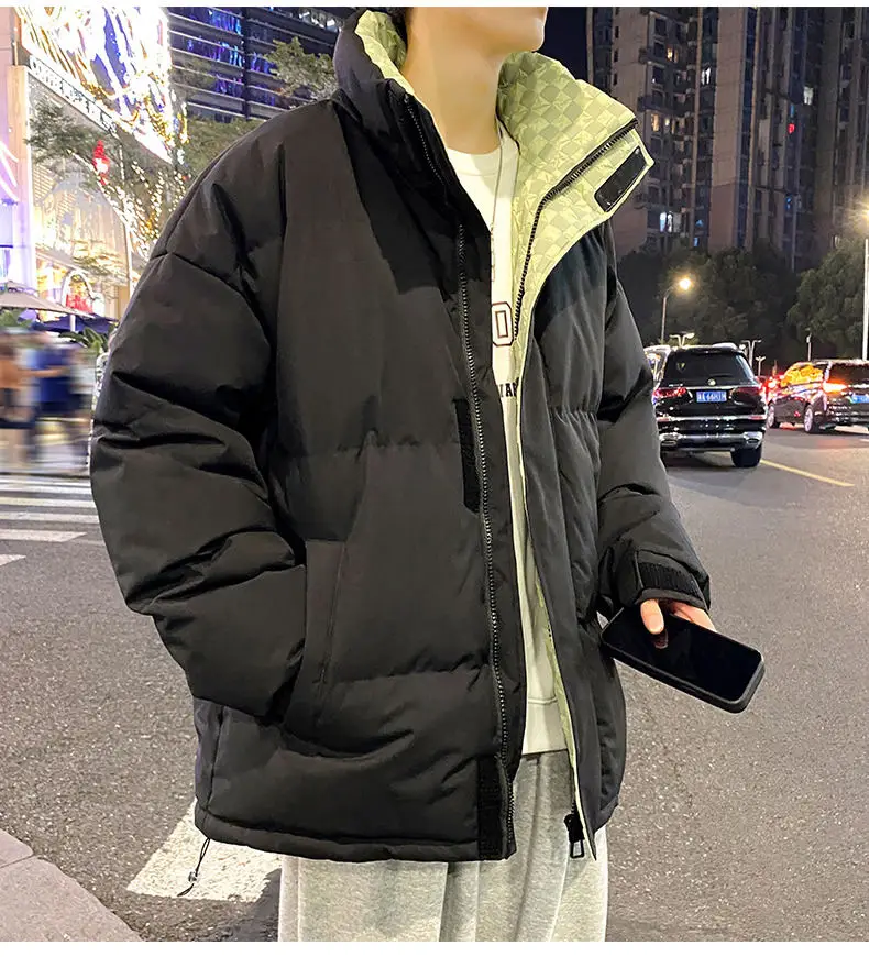 Stehkragen Herren Plaid Baumwolle Gefütterte Jacken 2025, Herbst Winter, winddicht, warme Mäntel, Jugend-Outwear, verdickte Parkas, Top-Kleidung – Detail 13