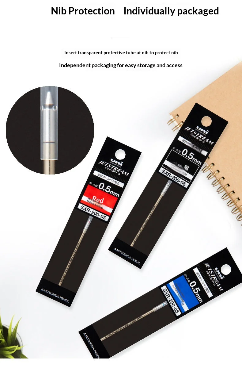 Japan Uni SXR200-05/07 mm Gelstift-Ersatz, schwarze/rote/blaue Tinte, JETSTREAM PRIME, multifunktionale Ölkern-Doppelperlenstruktur – Detail 6