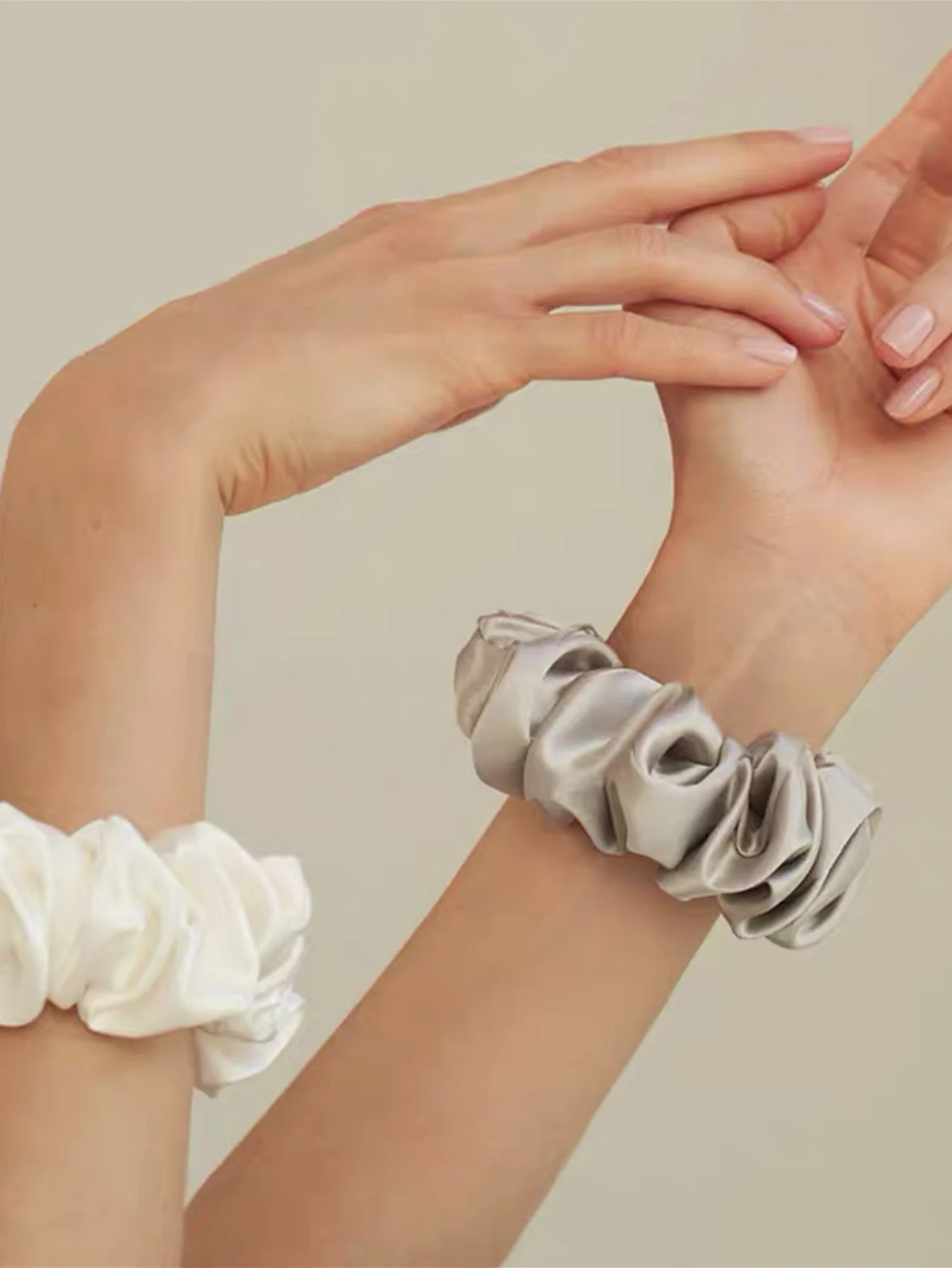 3PCS Box 100% Natürliche Seide Einfarbig Haar Krawatten Hohe Qualität Haarband (22Momme) Frauen Große Haarbänder Haar Zubehör – Detail 4