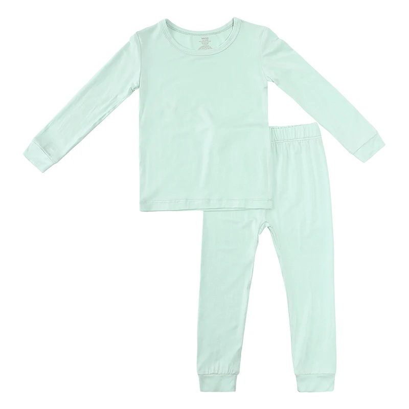 2024 Bamboo Fiber Toddler Kids Pajamas Clothes Solid Hight Elasticity Breathable Sleepwear Set For 9M-7T Boy Girl Loungewear