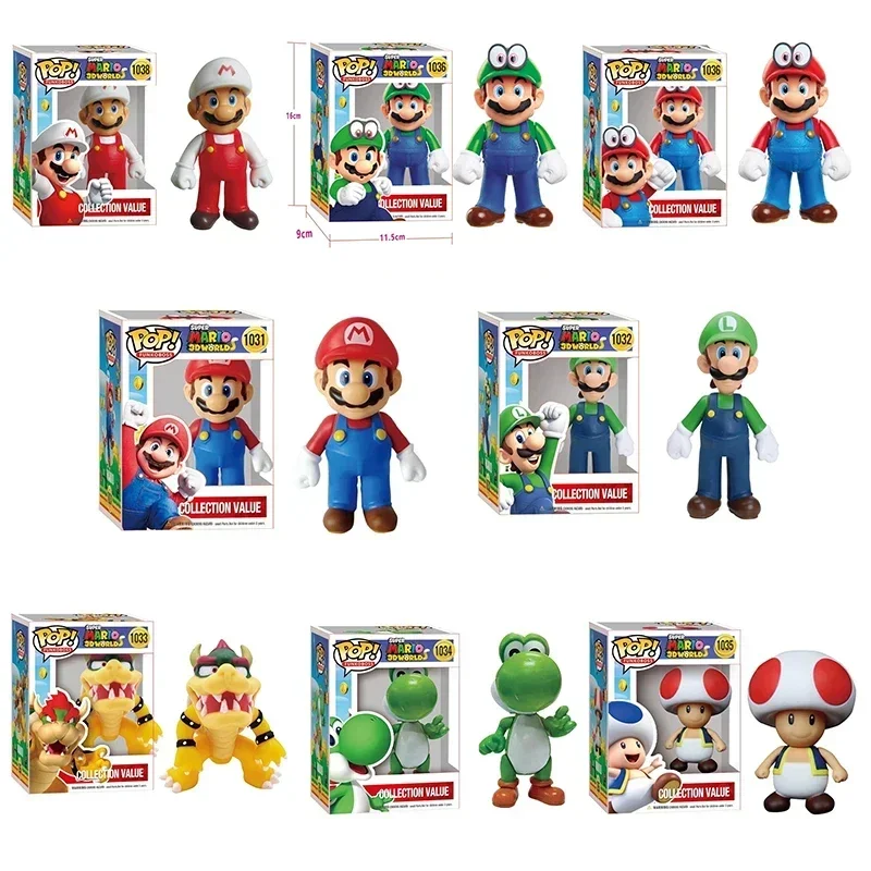 thumbnail image 1 of Figuras de acción de Super Mario FUNKO POP Bros 2024, modelos de muñecos, Luigi, Yoshi, Donkey Kong, seta, para niños, regalos de cumpleaños, 1 of 4