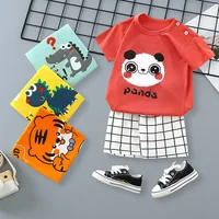 Ensemble d'été pour petites filles de 2 à 6 ans, short à manches courtes, T-shirt en coton imbibé, ensemble dessin animé girafe Nairobi orn 3
