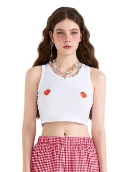Women Tank Top Sleeveless U-neck Fruit Print Fit Summer Crop Top Streetwear 2