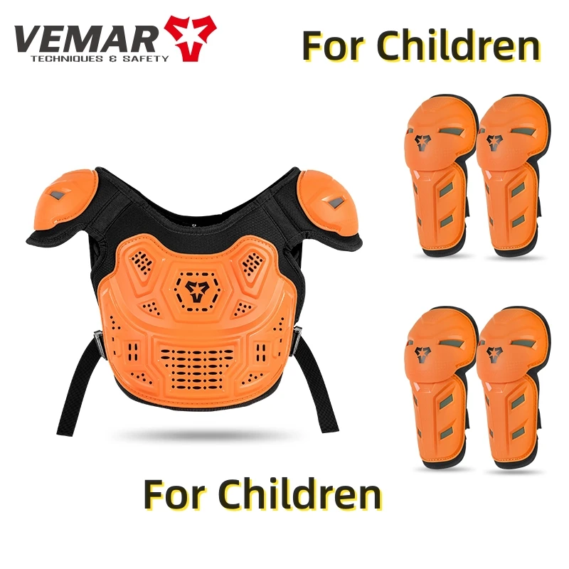 VEMAR Kid's Motorcycle Armor Vest Protection Children Riding Elbow Kneepads Skateboarding Ice Skating Moto Motocross Full Armor