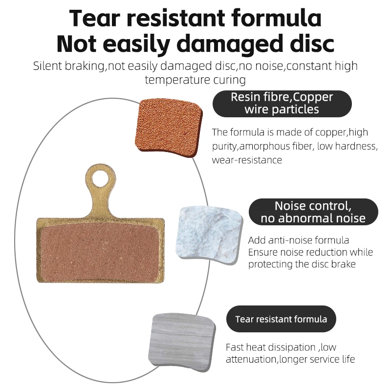 WEST BIKING Bike Brake Pads Copper Semimetal For SHIMANO MT200 M515 C501 1/2/4/6/8 Pairs Wear-resistant Disc Bicycle Brake Pads