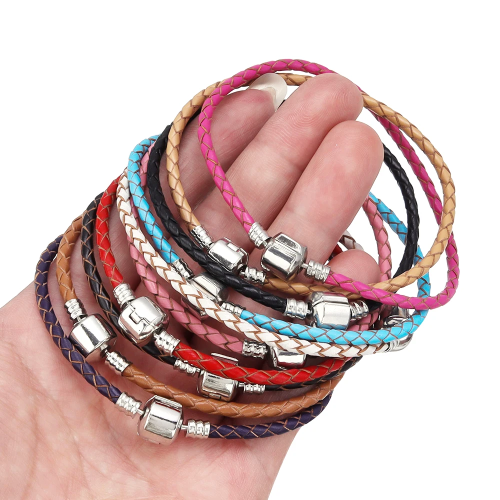 DC Leather Rope Single Layer Bracelet Black Yellow Blue Color