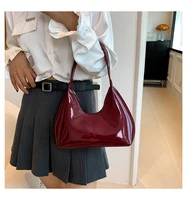 Sac à bandoulière en cuir verni pour femmes, marque de luxe, fourre-tout de bonne qualité, sac à aisselles étanche, couleur unie, sac à main pour femmes 4