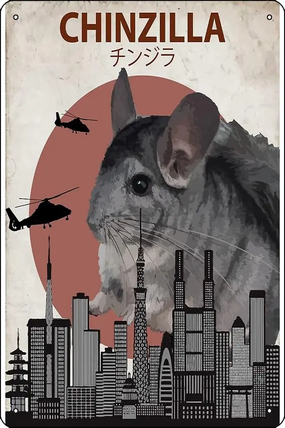 Chinzilla-постер Chinchilla, забавный металлический жестяной знак для дома, кухни, бара, комнаты, гаража