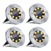 4 Pcs 8LED Solar Power Disk Light Outdoor Garden Solar Underground Light Deck Light Spotlight Buried Solar Led Lamp 2