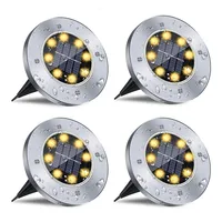 4 Pcs 8LED Solar Power Disk Light Outdoor Garden Solar Underground Light Deck Light Spotlight Buried Solar Led Lamp 2