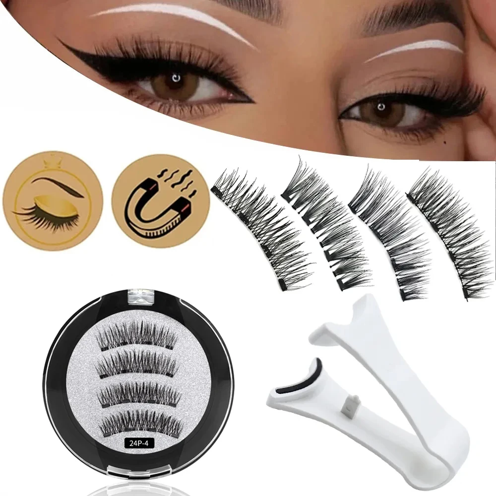 2 Pairs Magnetic Eyelashes False Lashes With 4 Magnetic 3D reusable magnetic eyelashes Tweezers Set Portable Makeup Set Lash