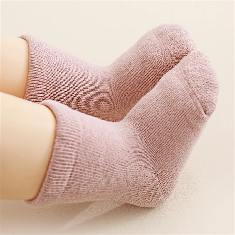 New Winter Thick Terry Cotton Socks For Girls Boys 0-3Yrs Newborn Baby Solid Socks Infant Toddler Daily Wear Keep Warm In Home 3