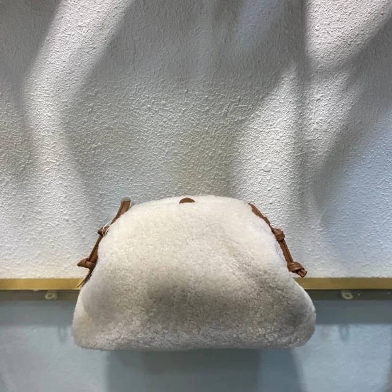 New Lamb Wool Cloud Bag Kawaii Plush Purese Clutches Korean Chic Minority Designer Single Shoulder Crossbody Bag Female Hobo