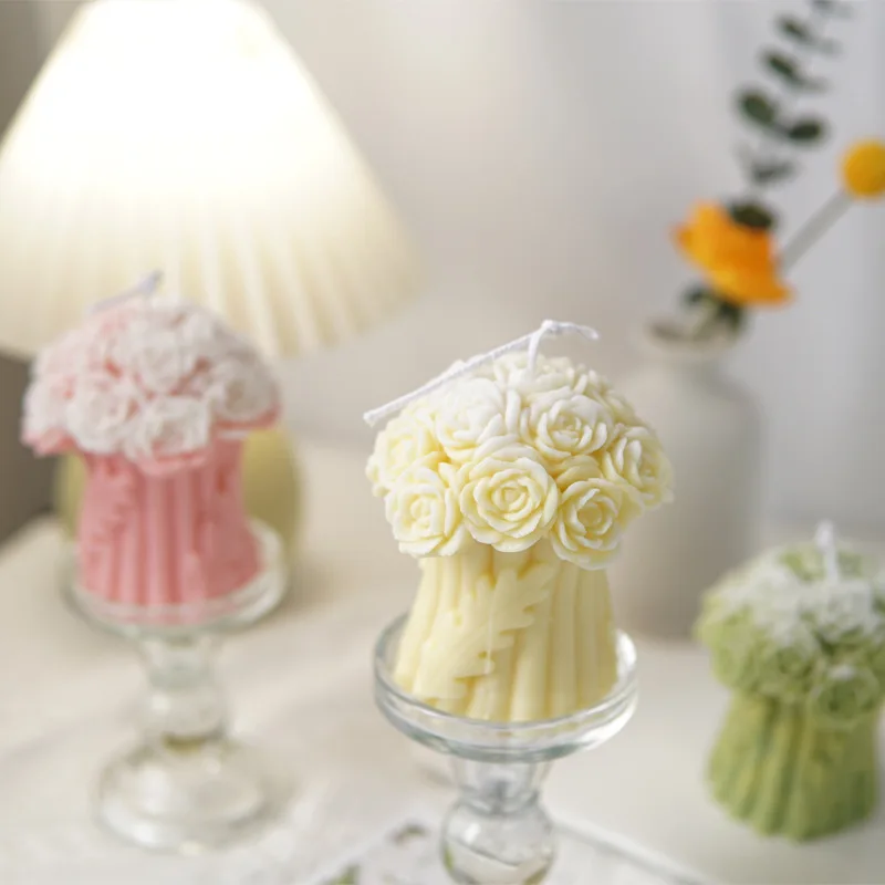 

Silicone Candle Mold for Aromatherapy, Handheld Rose Bundle, Flower Tree