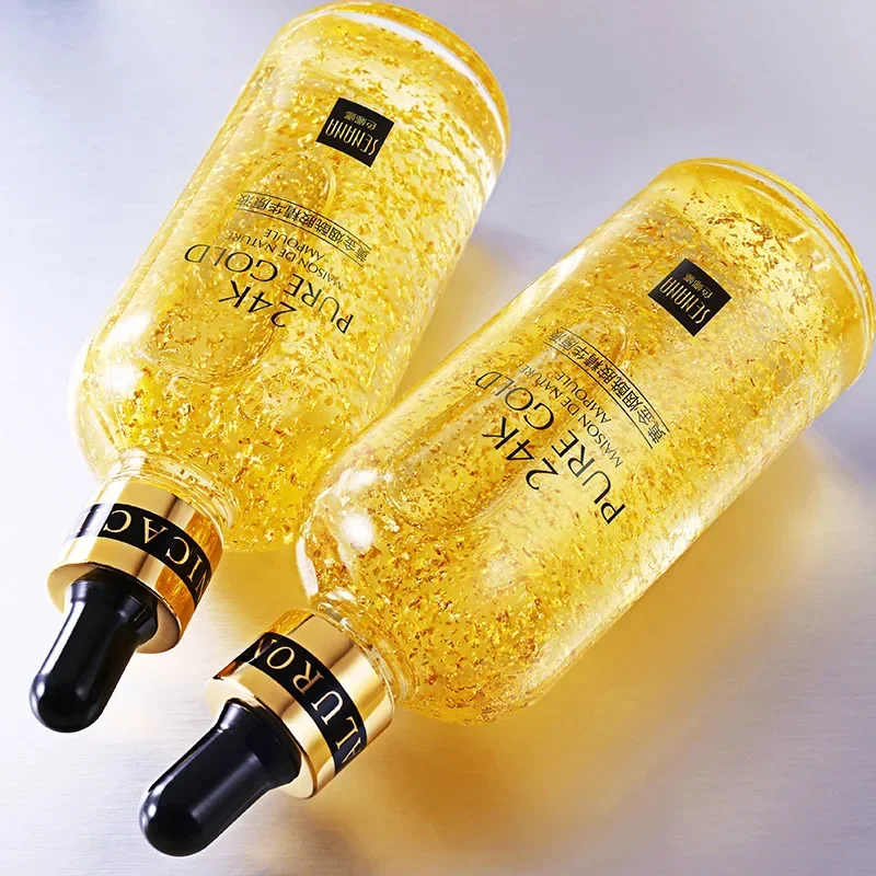24K Gold Hyaluronic Acid Nicotinamide Face Essence Replenishment Moisturize Shrink Pore Brighten Skin Care Firming Facial serum 4