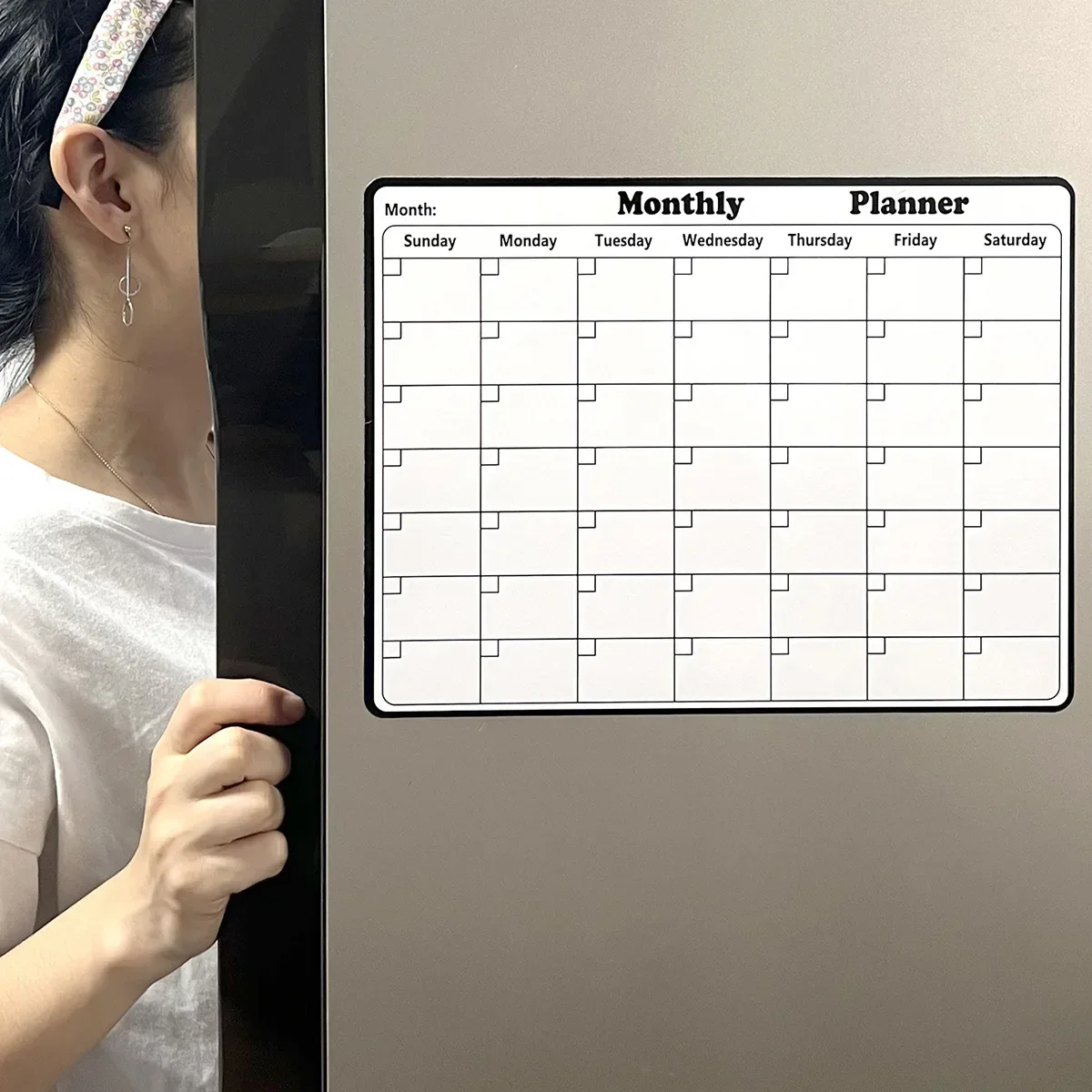 Magnetic Refrigerator Dry Erase Calendar Monthly Planner Whiteboard Record Message Board Memo Pad Wall Calendar Supplies