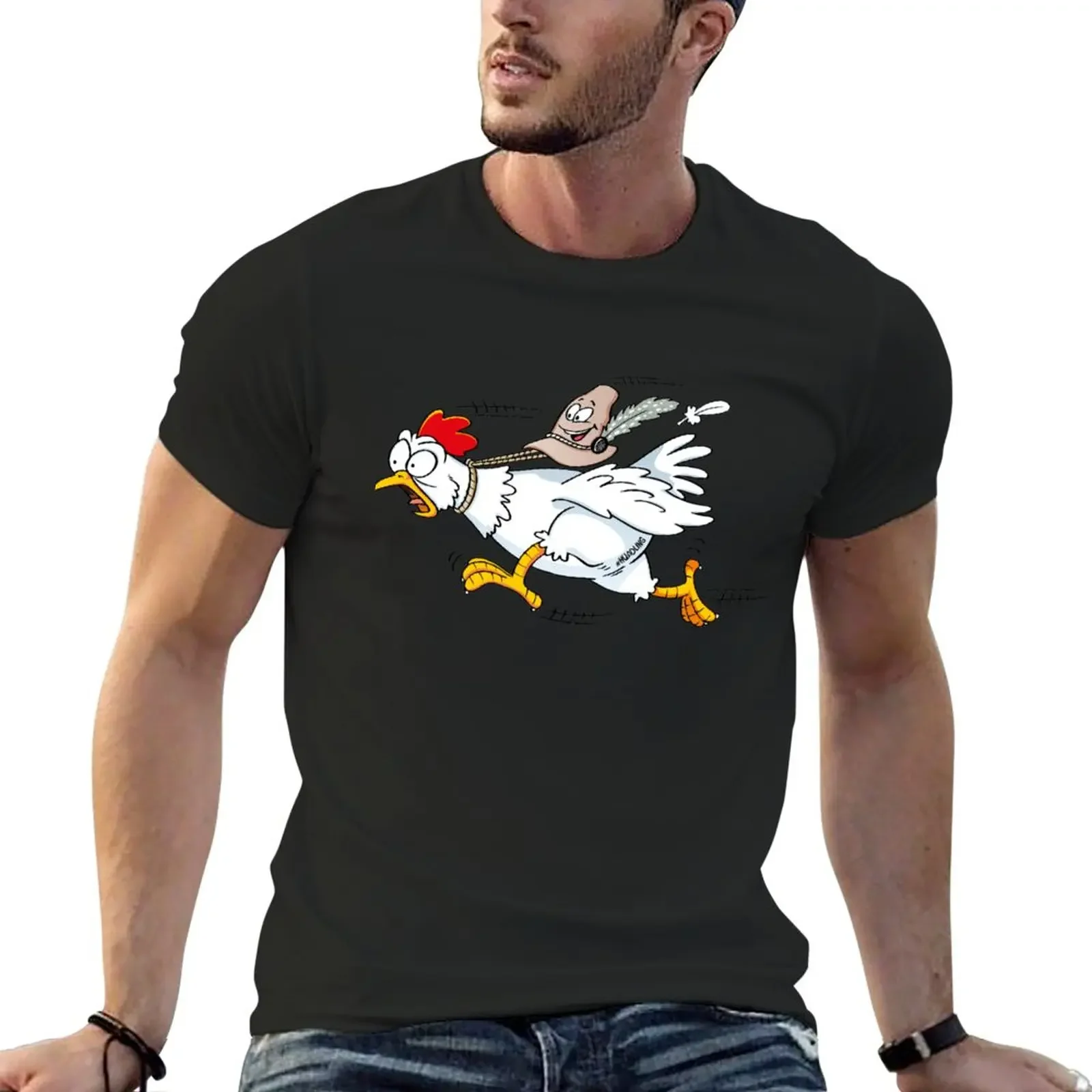

HUADLING chicken T-Shirt blacks aesthetic clothes sports fans mens t shirt graphic