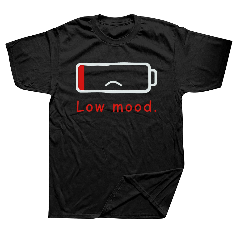 Lustige T-Shirts mit Batterie-Runout-Motiv für Männer und Frauen, reine Baumwolle, Humor-Streetwear, Kurzarm, Unisex, lockere Kleidung