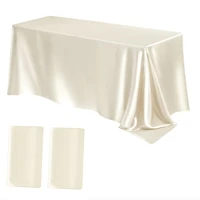Tablecloth Satin Rectangular Table Overlay Cover Bright Silk Tablecloth Smooth Fabric for Wedding Banquet Table Decoration Ivory 1