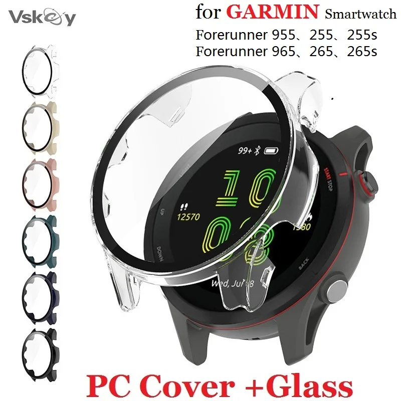 

10PCS Protective Cover for Garmin Forerunner 965 265 265S 955 255 Smartwatch Hard PC Bumper Tempered Glass Screen Protector Case