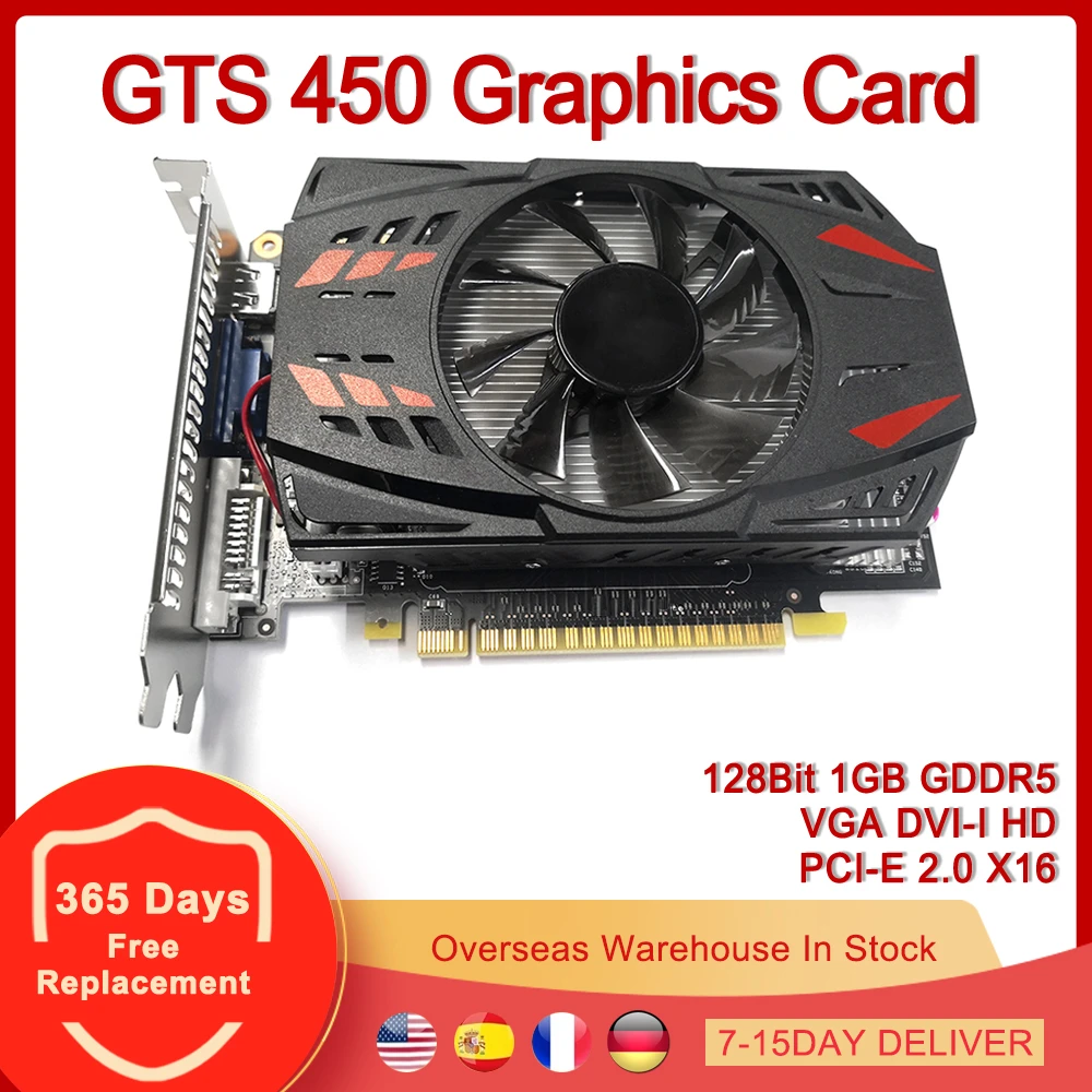 GTS 450 Graphics Card 1GB GDDR5 128Bit PCI-E 2.0 X16 VGA DVI-I HD Video Card for NVIDIA GeForce GTS 450 1G 128 Bit gpu pc