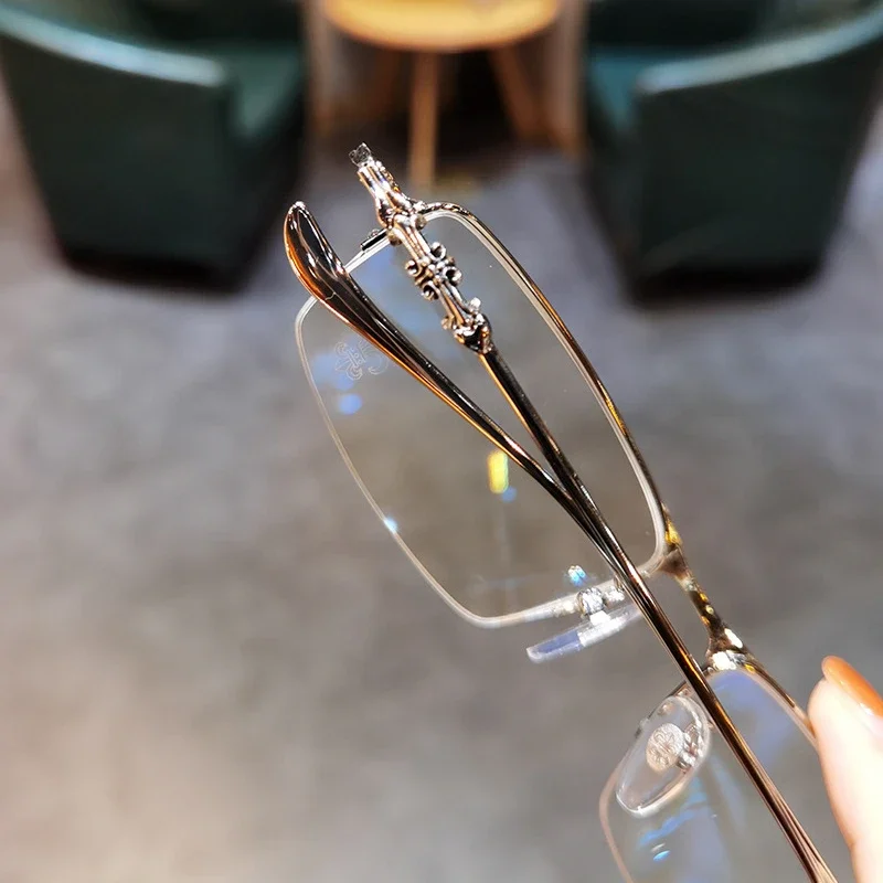 0 To -6.0 Myopia Glasses Anti Blue Light/ Photochromic  Versatile Men's Business Glasses Half Frame Myopia Glasses 5