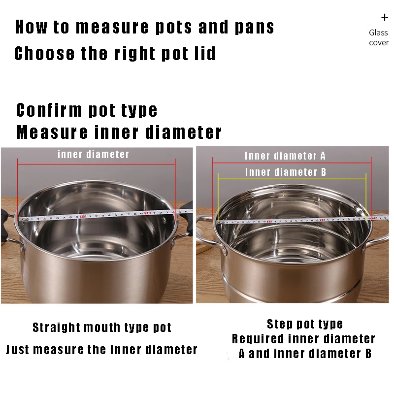Tempered Glass Pot Lid Stainless steel Rimmed Pan Lid Spill Shatter-Proof Round Chef Glass Cover for Home Cooking Pan