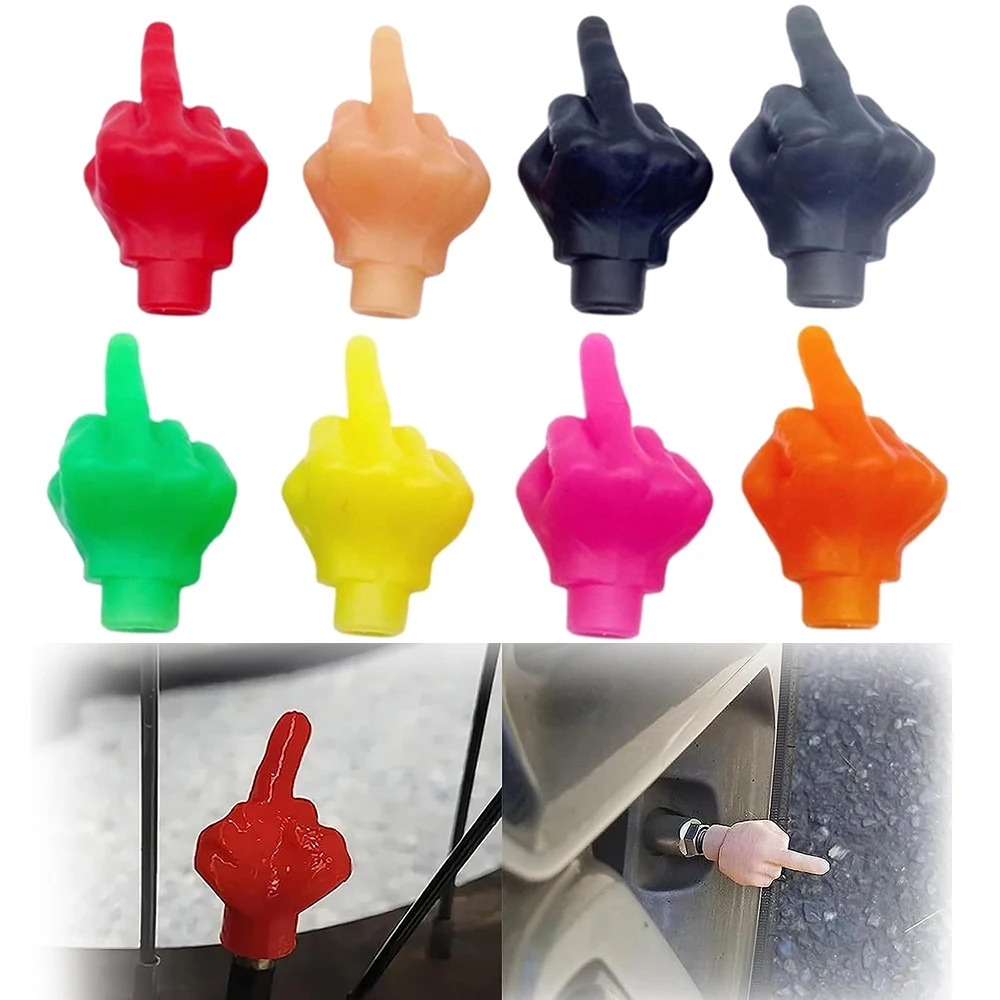 

1Set Multi-Color Middle Finger Valve Stem Cap,Funny Middle Finger Tire Caps,Silicone Tire Caps for Car Bicycle Motorcycles