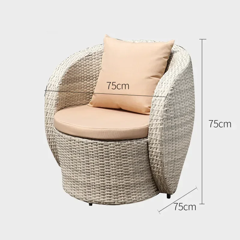 Waterproof Courtyard Balcony Rattan sofa Chairs Apartment Patio Furniture Outdoor Garden Sofas Sunscreen Cafe Leisure Sofa Z L